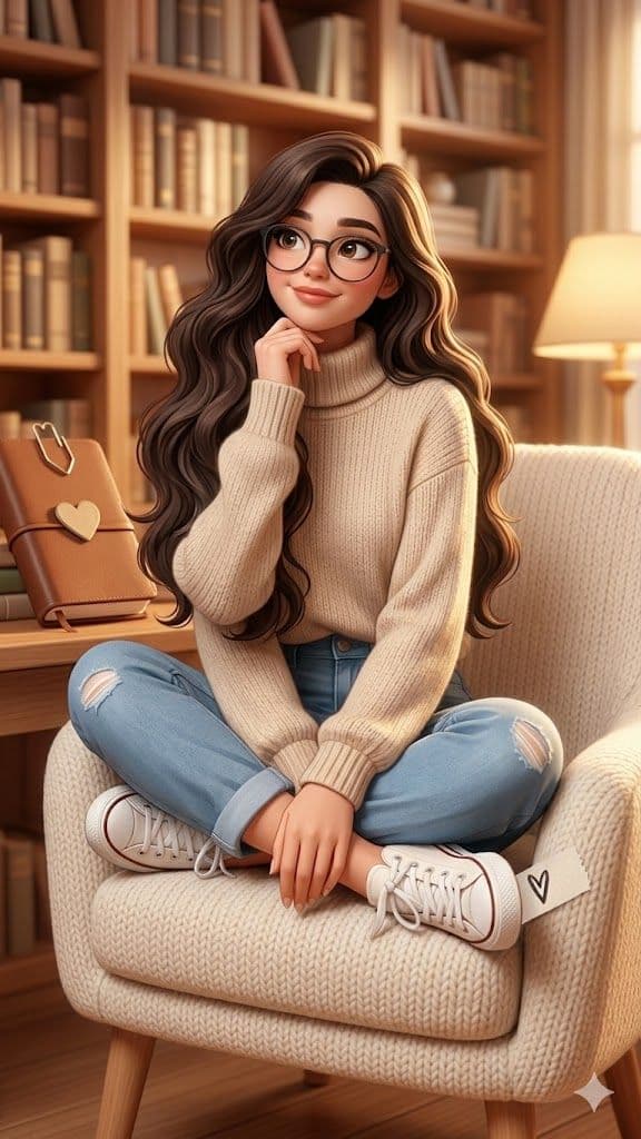 Pensive Librarian 3D Portrait - Midjourney Generated Art Prompt