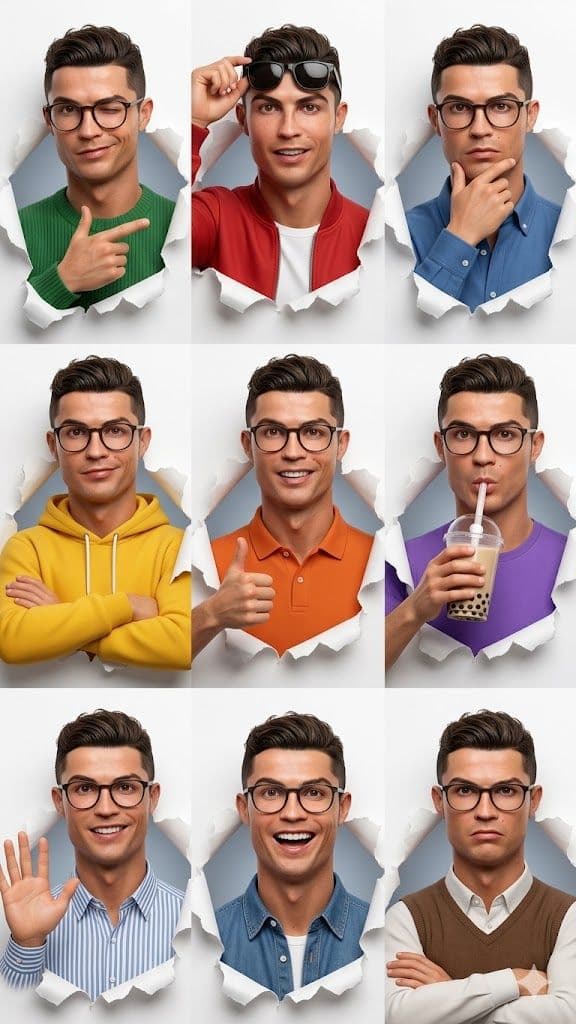 Stunning 9-Expression Cartoon Avatar Grid You’ll Love