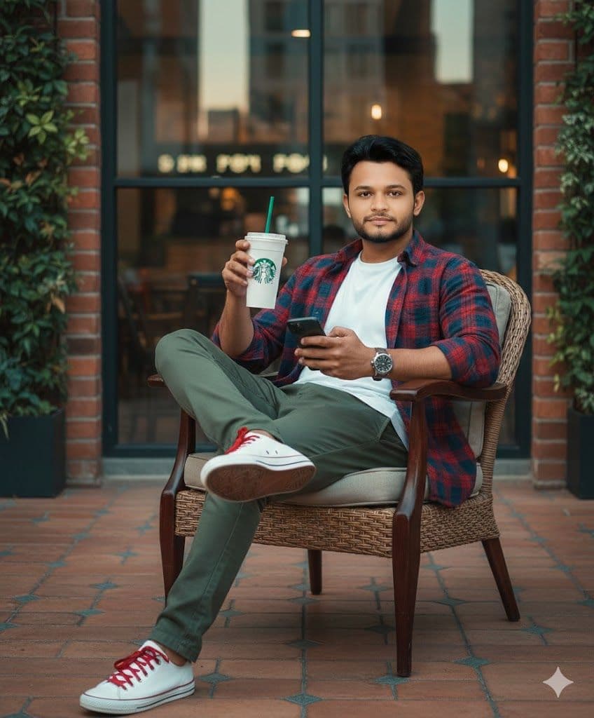 Urban Café Golden Hour - Gemini Generated Art Prompt