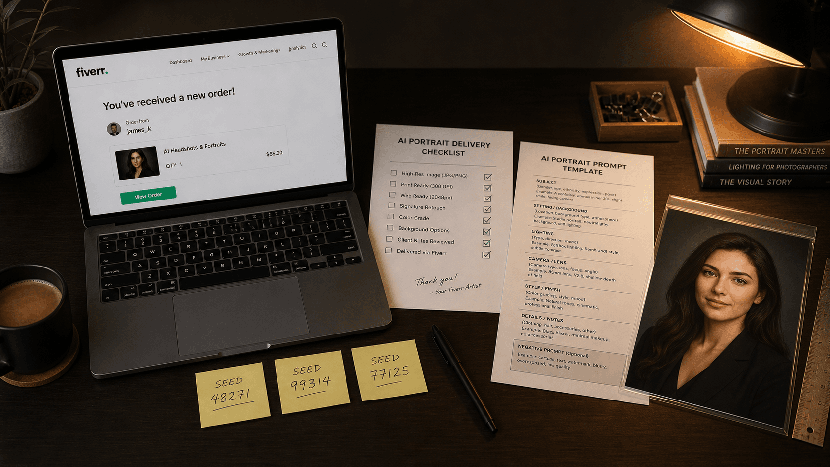 How I Create Fiverr-Ready AI Images Using Structured Prompts